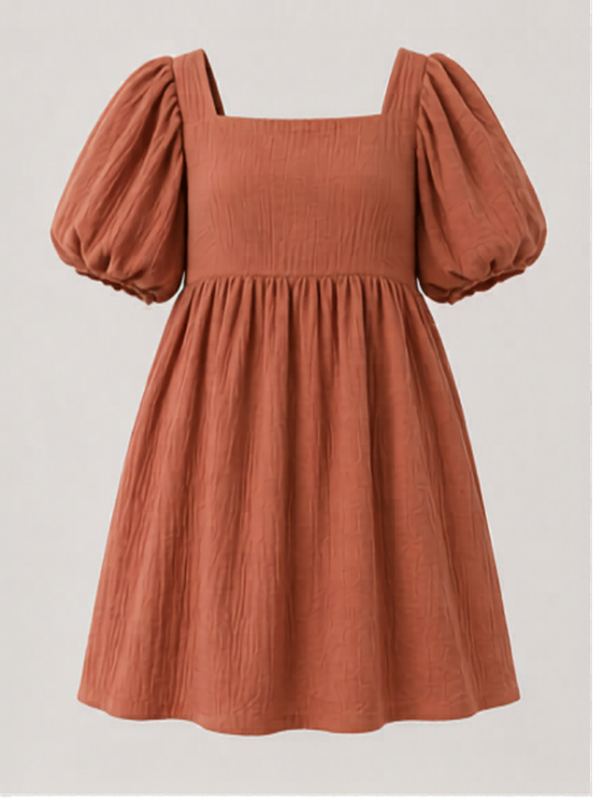 Terracotta Puff Sleeve Dress